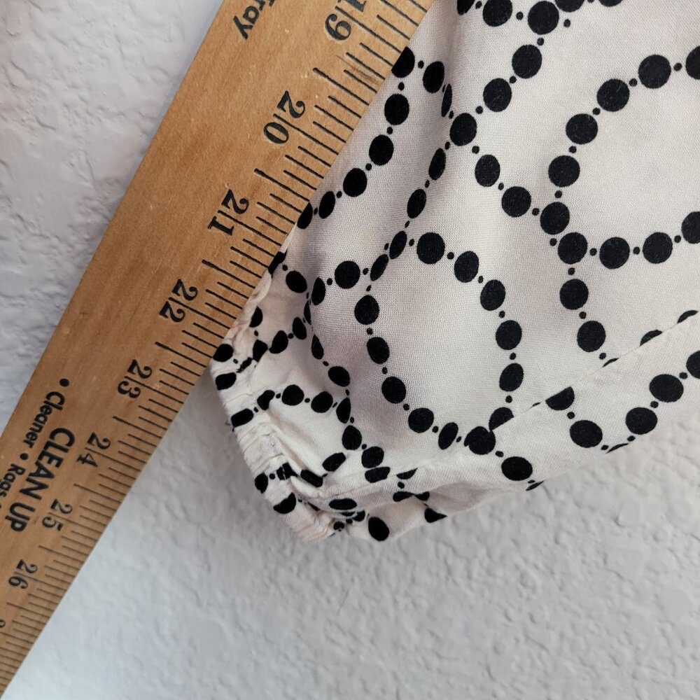 Philosophy Woman Split Neck Blouse Ivory Black Dotted Circles Print Plus Size 3X - Picture 9 of 9